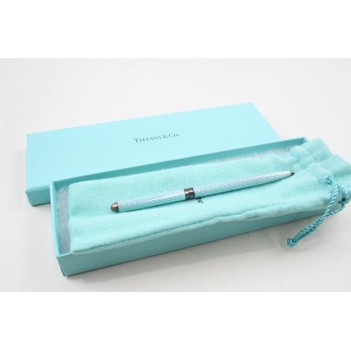 496 - TIFFANY & CO Tiffany Blue & .925 Sterling Silver Ballpoint Biro Pen WRITING 15g