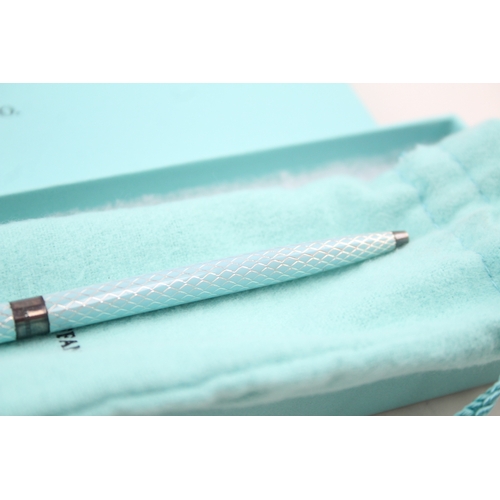 496 - TIFFANY & CO Tiffany Blue & .925 Sterling Silver Ballpoint Biro Pen WRITING 15g