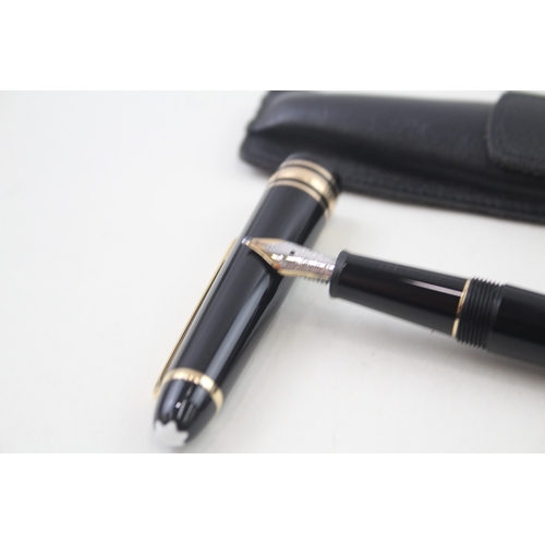 501 - Vintage Montblanc Meisterstuck Black Fountain Pen w/ 14ct Gold Nib WRITING