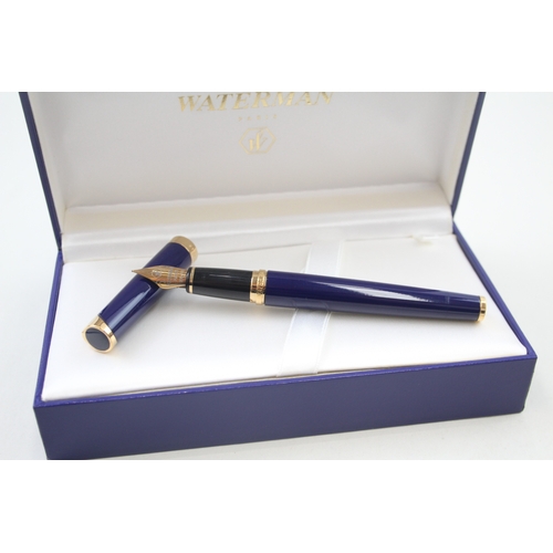 505 - Waterman L'Etalon Navy Lacquer Fountain Pen w/ 18ct Gold Nib WRITING Boxed