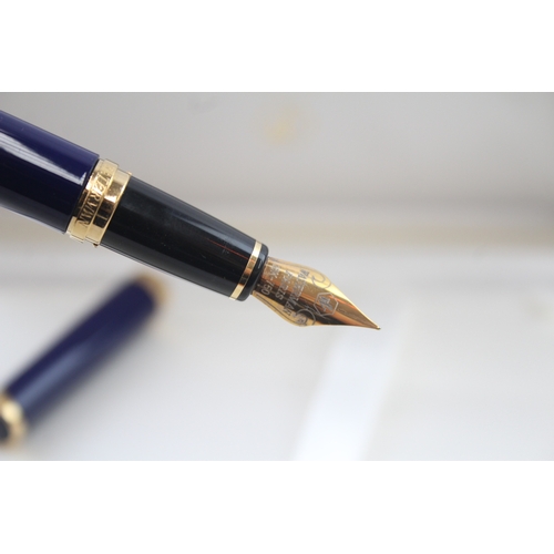 505 - Waterman L'Etalon Navy Lacquer Fountain Pen w/ 18ct Gold Nib WRITING Boxed