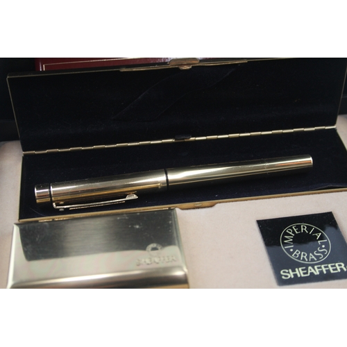 509 - Vintage SHEAFFER Imperial Brass Casing Fountain Pen w/ 14ct Gold Nib WRITING