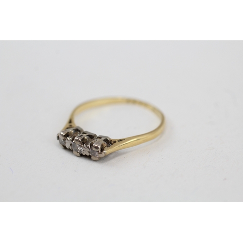 51 - 18ct gold vintage diamond three stone ring (1.8g) AS SEEN - MISHAPEN Size  L