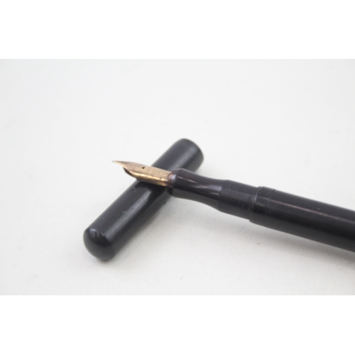 510 - Vintage De La Rue Onoto The Pen Black Cased Fountain Pen w 14ct Gold Nib WRITING