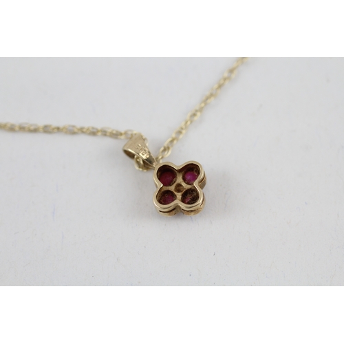 52 - 9ct gold ruby & diamond pendant necklace (1.5g)