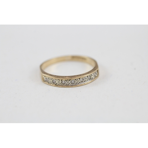 57 - 9ct gold vintage diamond half eternity ring (1.5g) Size  M