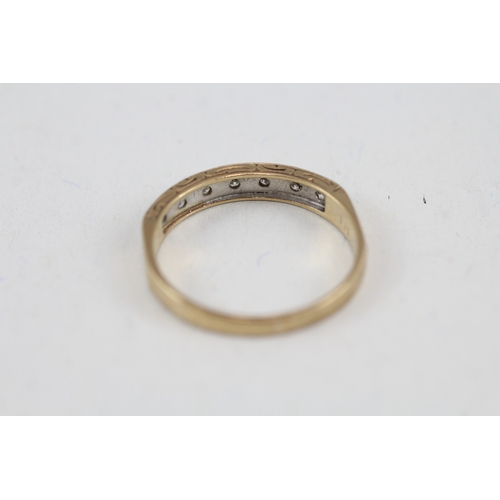 57 - 9ct gold vintage diamond half eternity ring (1.5g) Size  M