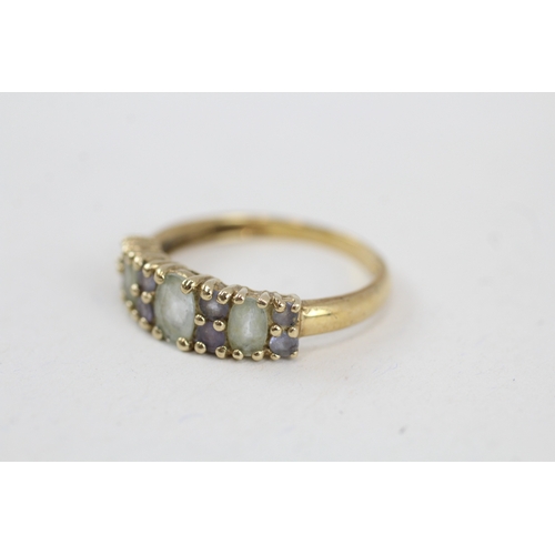 58 - 9ct gold blue topaz & tanzanite ring, claw set (2.5g) Size  R