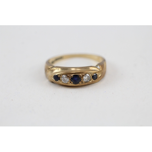 59 - 9ct gold sapphire & diamond vintage ring (2.4g) Size  N