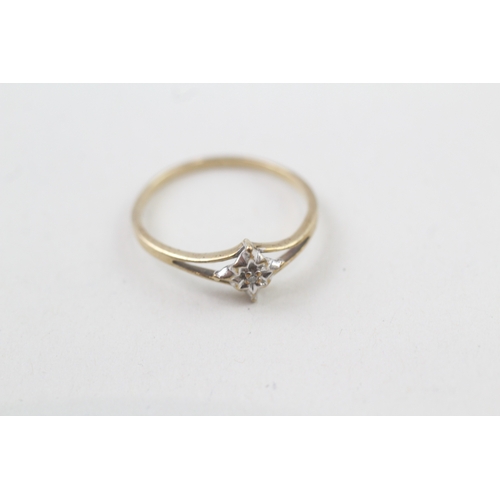 84 - 9ct gold diamond dress ring (1.1g) Size  N