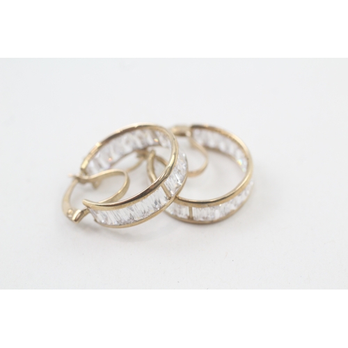 86 - 9ct gold cubic zirconia hoop earrings (4.9g)