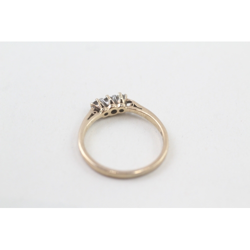 92 - 9ct gold diamond three stone ring (1.7g) Size  N