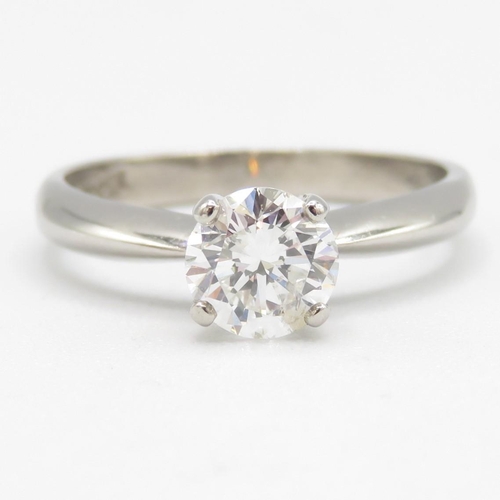 1 - Diamond Solitaire Ring - Natural Brilliant Cut Earth Mined Diamond 0.7ct - Palladium Shank. Total we... 