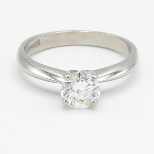 1 - Diamond Solitaire Ring - Natural Brilliant Cut Earth Mined Diamond 0.7ct - Palladium Shank. Total we... 