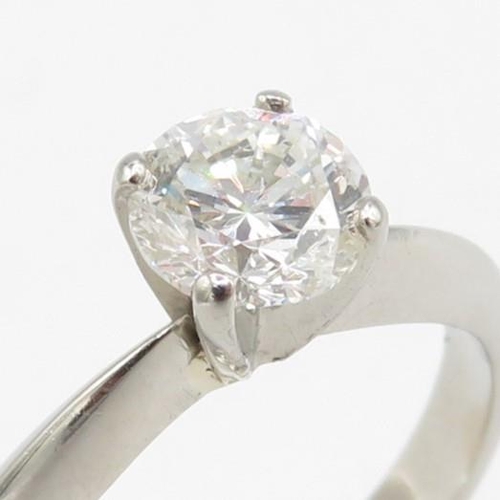 1 - Diamond Solitaire Ring - Natural Brilliant Cut Earth Mined Diamond 0.7ct - Palladium Shank. Total we... 