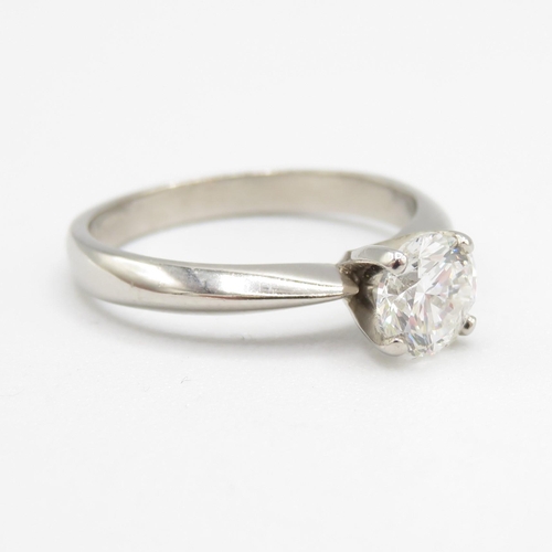 1 - Diamond Solitaire Ring - Natural Brilliant Cut Earth Mined Diamond 0.7ct - Palladium Shank. Total we... 