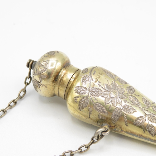 417 - Antique Victorian 1884 Birmingham Sterling Silver Gilded Scent Bottle (16g)