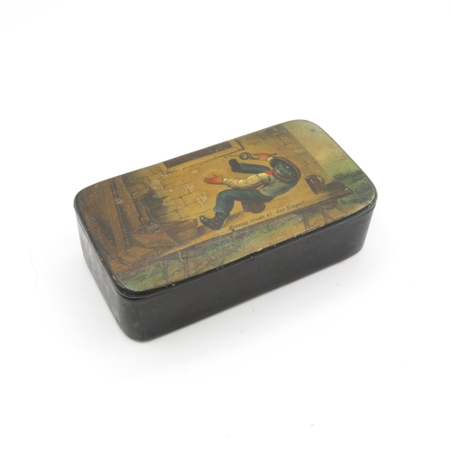 459 - 19th Century German Papier Mache Snuff Box Prob. By Johann Heinrich Stobwasser