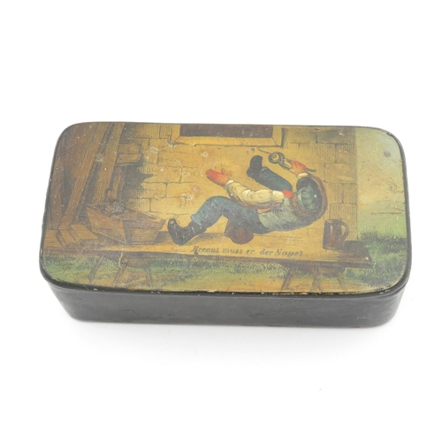 459 - 19th Century German Papier Mache Snuff Box Prob. By Johann Heinrich Stobwasser