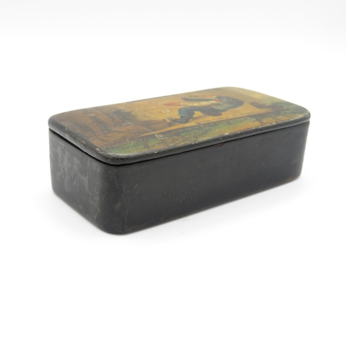 459 - 19th Century German Papier Mache Snuff Box Prob. By Johann Heinrich Stobwasser