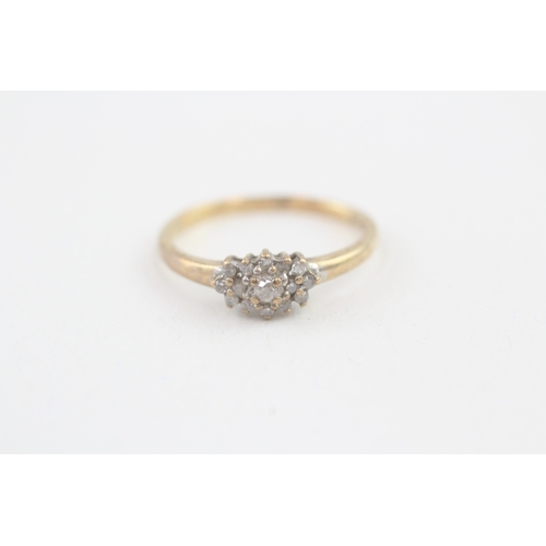 10 - 9ct gold vintage diamond cluster ring, total diamond weight: 0.15ct (approximately) (1.5g) Size  M