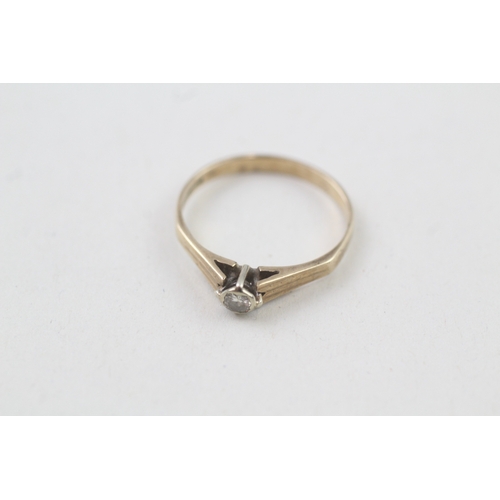 19 - 9ct gold vintage diamond solitaire ring (1.2g) Size  L