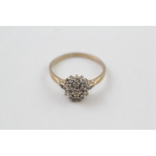 20 - 9ct vintage diamond cluster ring (1.6g) Size  L