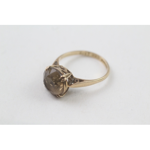 21 - 9ct gold vintage smokey quartz dress ring (2.5g) Size  M