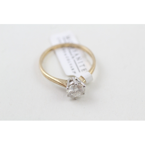 28 - 9ct gold moissanite solitaire ring, claw set (2.2g) Size  R