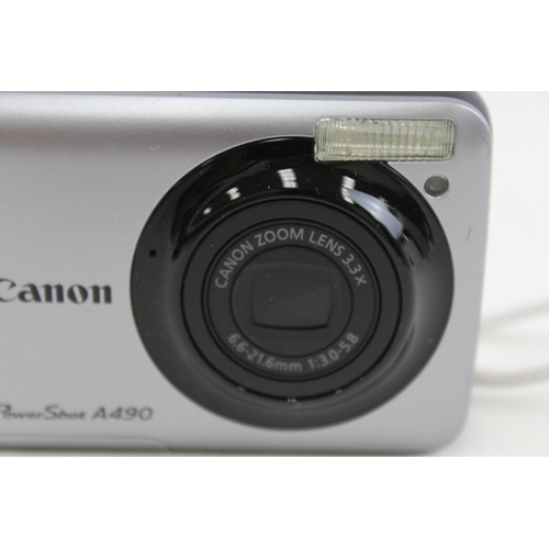 487 - Canon Powershot A490 Digital Compact Camera Working w/ Canon 3.3x Zoom Lens