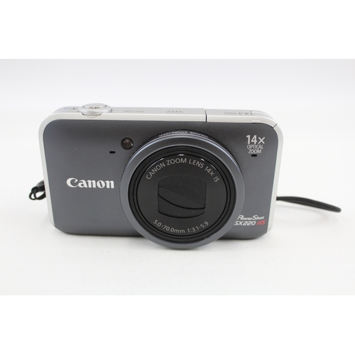 488 - Canon Powershot SX220 HS Digital Compact Camera Working w/ Canon 14x IS Lens