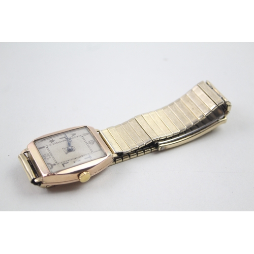 497 - Men's Vintage Free Masons 9ct Gold Watch Hand-Wind WATCH RUNS