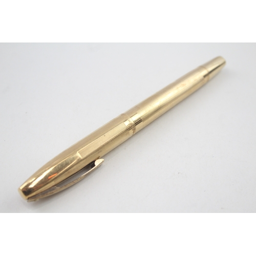 515 - Vintage Sheaffer Imperial Gold Plated Cased Fountain Pen w 14ct Gold Nib WRITING