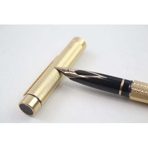 519 - Vintage Sheaffer Targe Gold Plated Cased Fountain Pen w/ 14ct Gold Nib WRITING