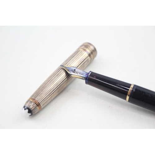 522 - Montblanc Meisterstuck Black Fountain Pen w/ 18ct Nib, .925 Sterling Cap (22g)