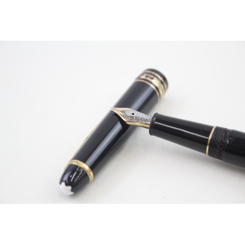 537 - Montblanc Meisterstuck Black Fountain Pen w/ 14ct White Gold Nib WRITING