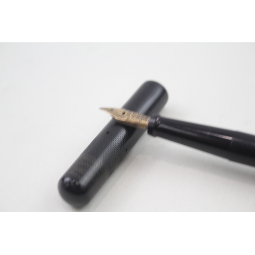 538 - Vintage De La Rue Onoto The Pen Black Cased Fountain Pen w 14ct Gold Nib WRITING