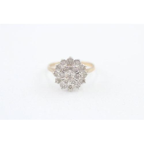 7 - 9ct gold vintage diamond cluster ring (2.2g) Size  K