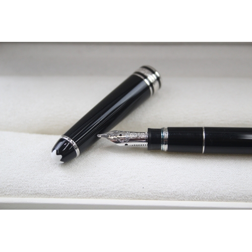 526 - Montblanc Meisterstuck Ladies Black Cased Fountain Pen w/ 14ct White Gold Nib