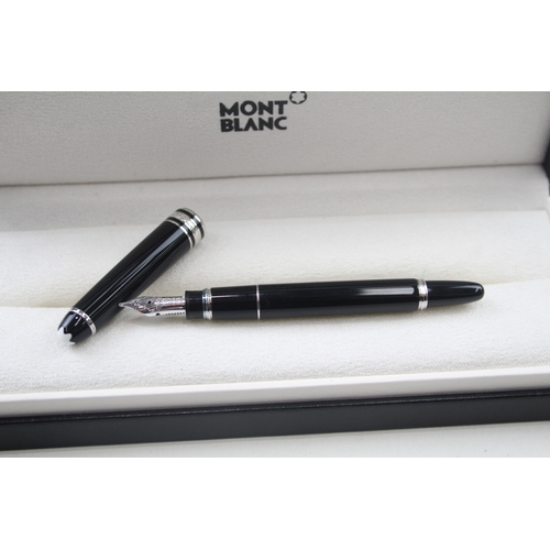 526 - Montblanc Meisterstuck Ladies Black Cased Fountain Pen w/ 14ct White Gold Nib