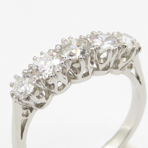 1 - Platinum Diamond Ring with 5 Claw Set Earth Mined Brilliant Cut Diamonds (1.20ct). Total Weight 4.69... 