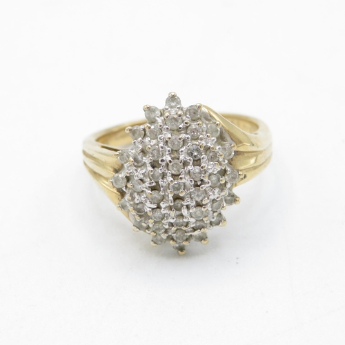 6 - 9ct gold pave set diamond dress ring (4.9g) Size  O