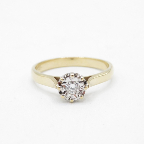 9 - 9ct gold vintage diamond solitaire dress ring (2.2g) Size  O