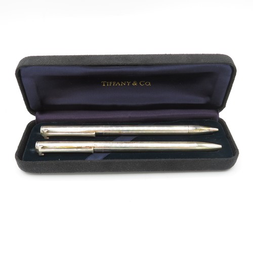 434 - TIFFANY & CO. Stamped .925 Sterling Silver Ballpoint Pen & Pencil Boxed (45g)