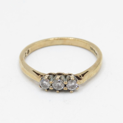 92 - 9ct gold diamond three stone ring (1.7g) Size  N