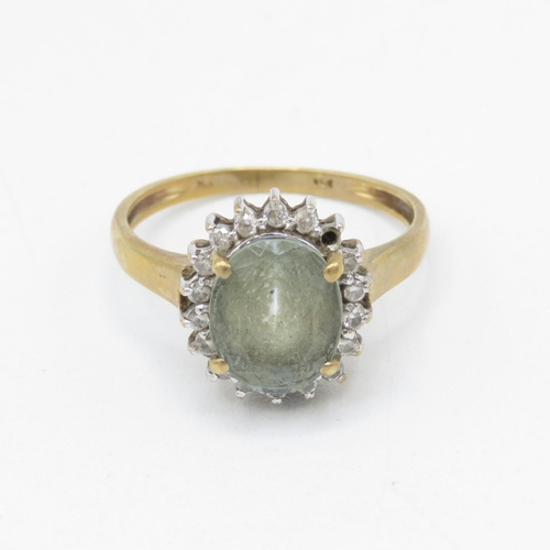 95 - 9ct gold vintage blue gemstone & diamond cluster ring, condition: one stone missing (3g) AS SEEN - M... 