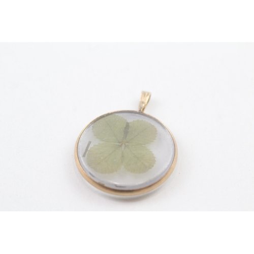 105 - 9ct gold vintage four leaf clover pendant (3g)