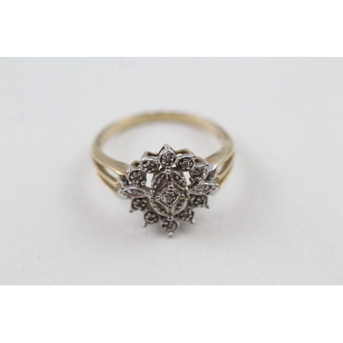 113 - 9ct gold diamond dress ring (2.5g) Size  O