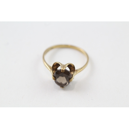 12 - 9ct gold vintage smokey quartz dress ring (1.8g) Size  N 1/2