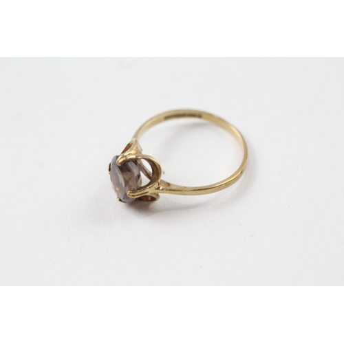 12 - 9ct gold vintage smokey quartz dress ring (1.8g) Size  N 1/2